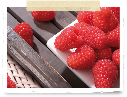 Raspberries on a table